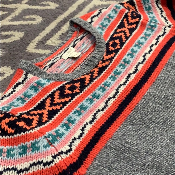 J. Crew Chunky Gray with Orange Sweater - Picture 4 of 9